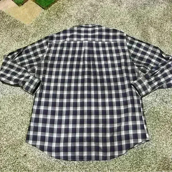 Peter Millar Button Up Long Sleeve Shirt Men XL 100% Cotton Purple Gray Plaid - Picture 9 of 9